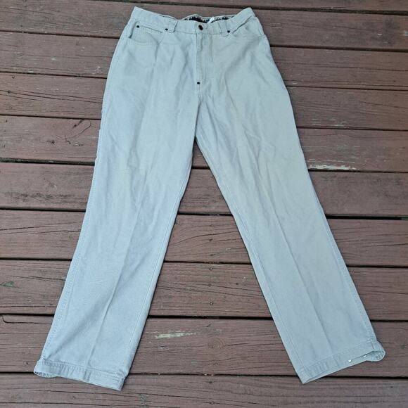 Vintage PNB Nation Clothing Carpenter Cargo pants 34X34 Men Baggy Y2K Kaki Hip H - Picture 2 of 13
